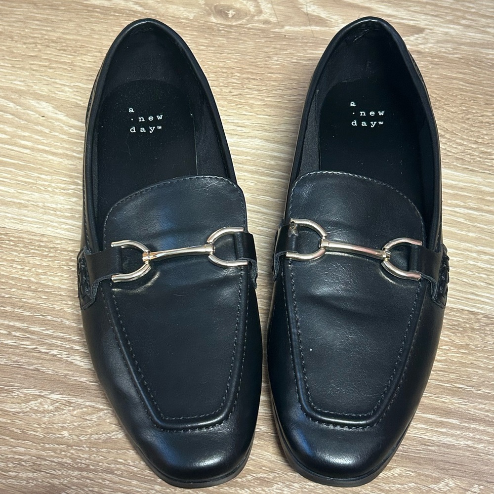 A . New Day  Black Loafers with Silver Accent